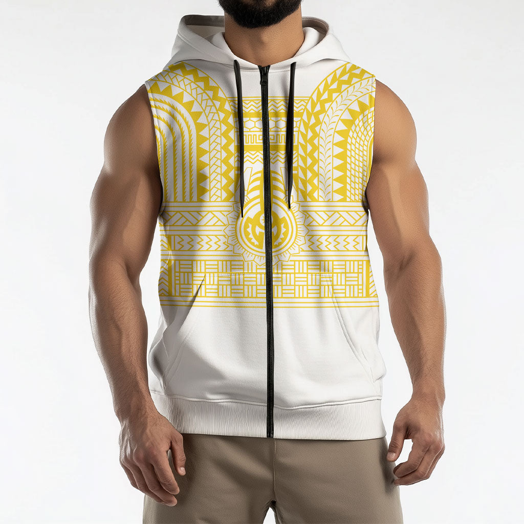 Philippines Filipinos Sleeveless Zip Hoodie Igorot Tribal Pattern White