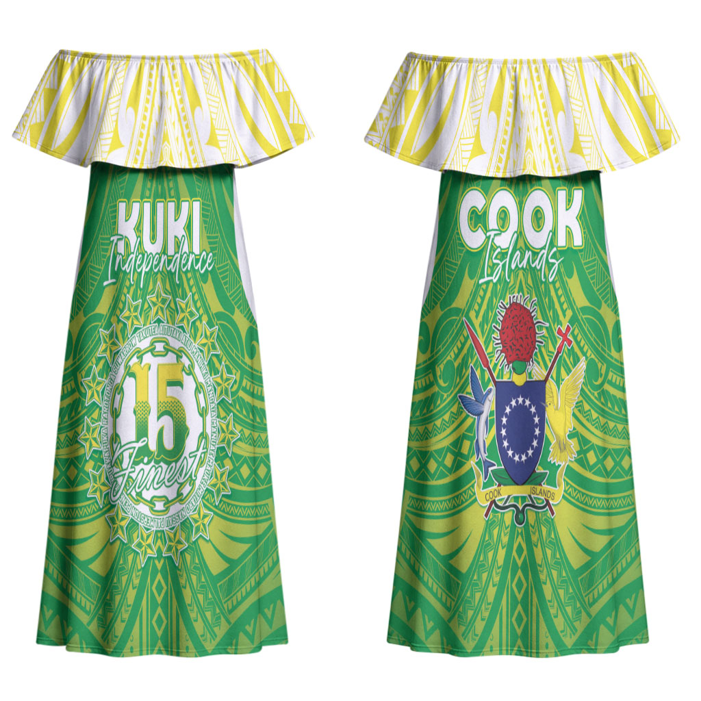 Kuki Independence 2026 Couples Matching Off Shoulder Maxi Dress and Long Sleeve Button Shirt Cook Islands 15 Finest Green Version
