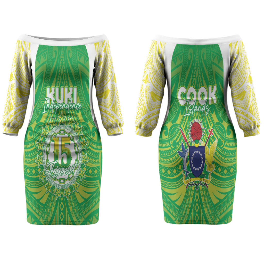 Kuki Independence 2026 Couples Matching Off The Shoulder Long Sleeve Dress and Hawaiian Shirt Cook Islands 15 Finest Green Version