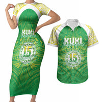 Kuki Independence 2026 Couples Matching Short Sleeve Bodycon Dress and Hawaiian Shirt Cook Islands 15 Finest Green Version
