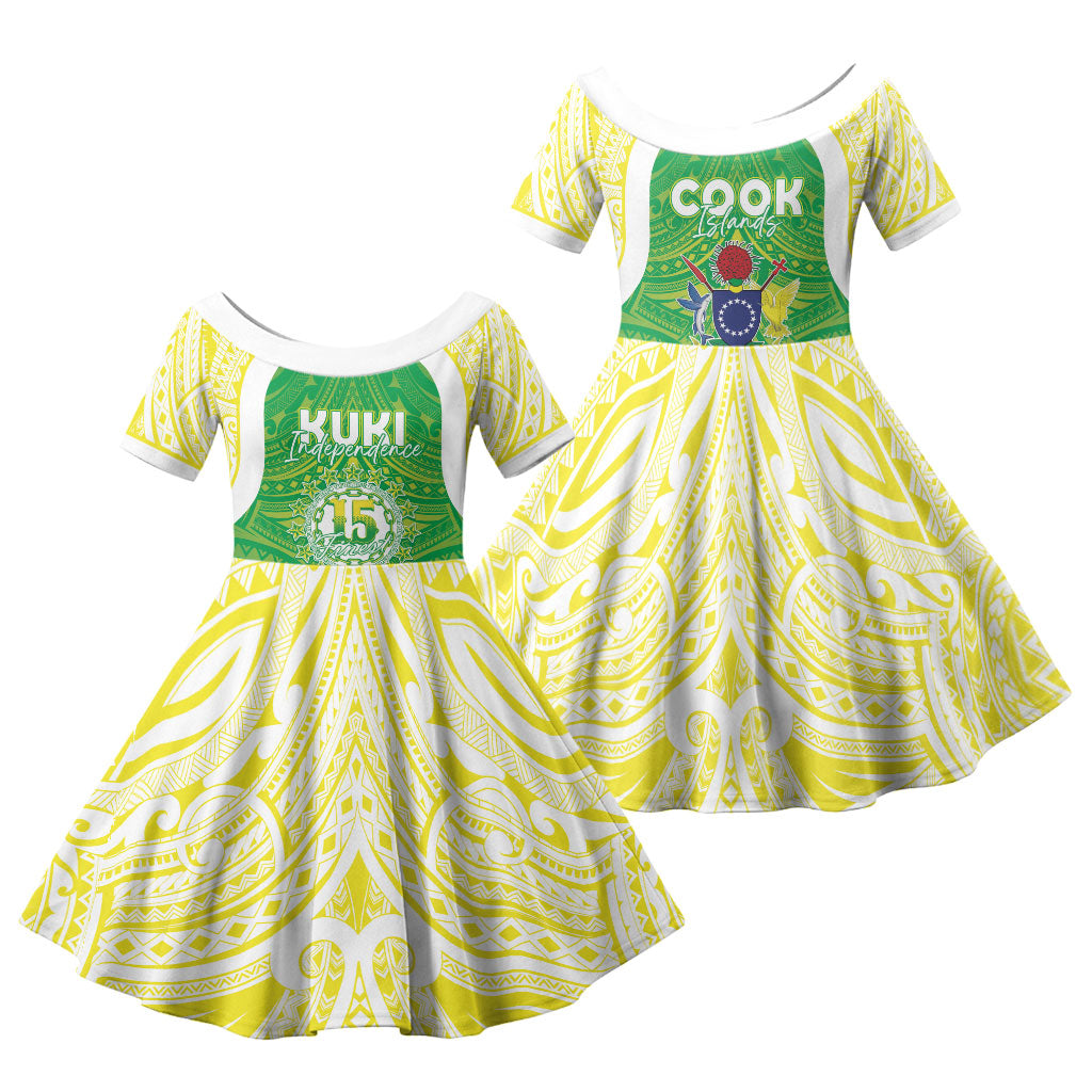 Kuki Independence 2026 Family Matching Off The Shoulder Long Sleeve Dress and Hawaiian Shirt Cook Islands 15 Finest Green Version