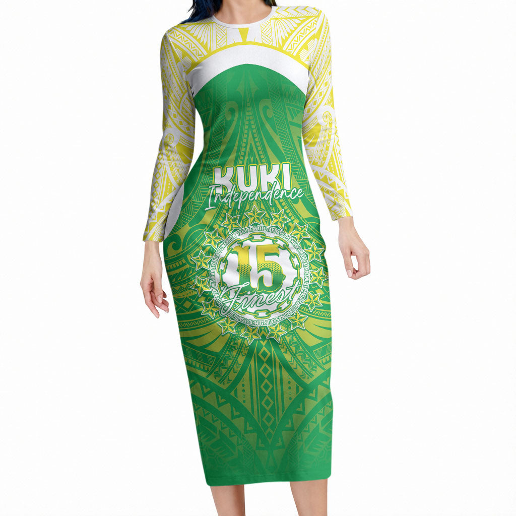 Kuki Independence 2026 Long Sleeve Bodycon Dress Cook Islands 15 Finest Green Version