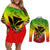 Personalized Hawaii Couples Matching Off Shoulder Short Dress and Long Sleeve Button Shirts Kakau Kanaka Maoli With Hibiscus Flowers LT05 Reggae - Polynesian Pride