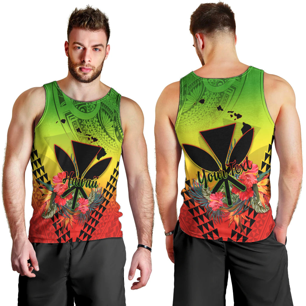 Personalized Hawaii Men Tank Top Kakau Kanaka Maoli With Hibiscus Flowers LT05 - Polynesian Pride