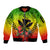 Personalized Hawaii Sleeve Zip Bomber Jacket Kakau Kanaka Maoli With Hibiscus Flowers LT05 Unisex Reggae - Polynesian Pride