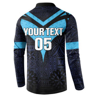 Custom Fiji Kaiviti Rugby Button Sweatshirt Fiji Tapa Pattern