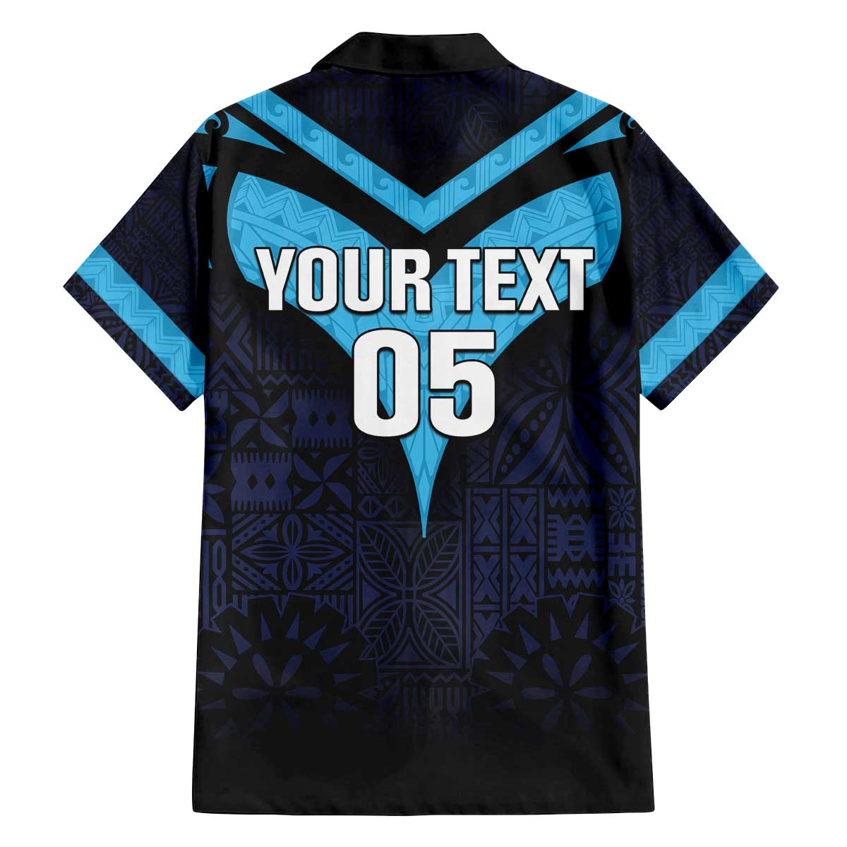 Custom Fiji Kaiviti Rugby Family Matching Off The Shoulder Long Sleeve Dress and Hawaiian Shirt Fiji Tapa Pattern