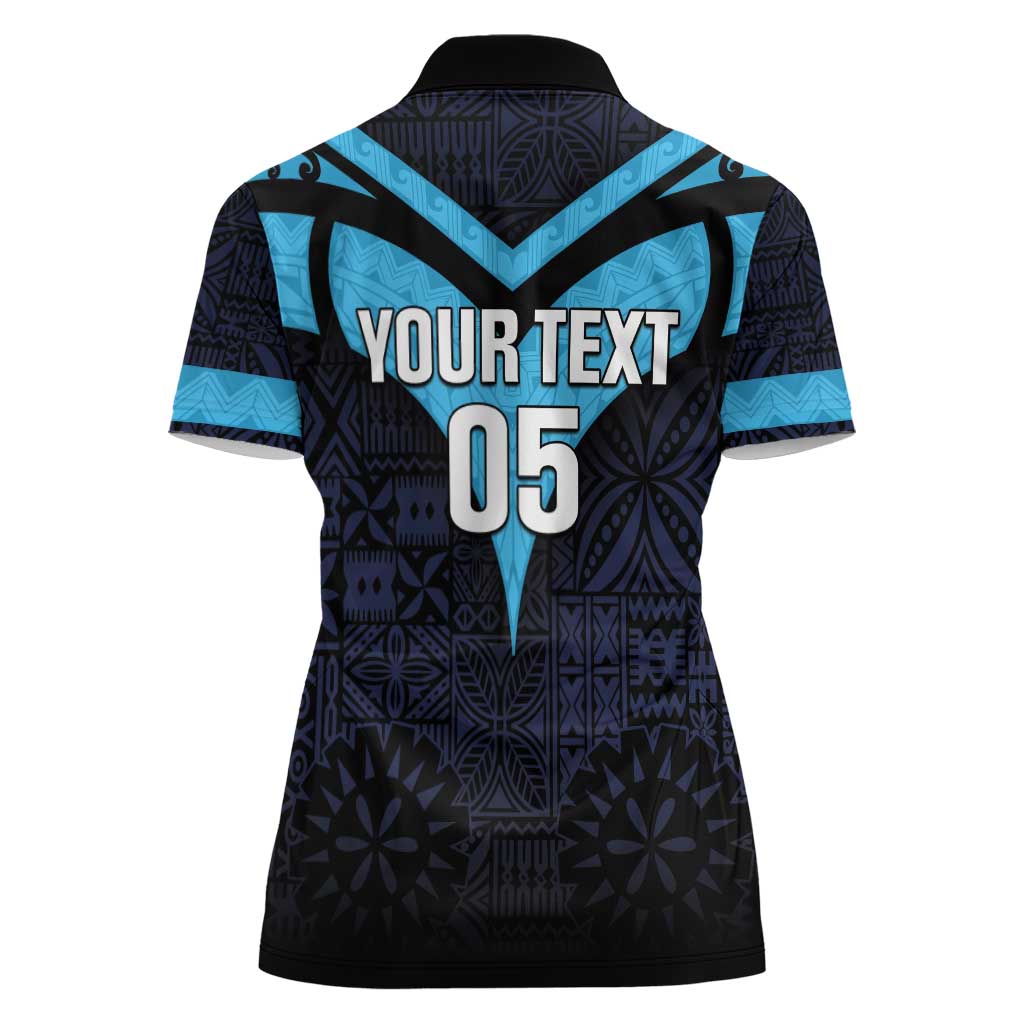 Custom Fiji Kaiviti Rugby Women Polo Shirt Fiji Tapa Pattern