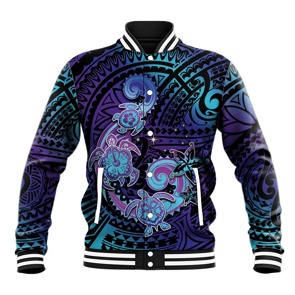 Hawaii Makahiki Turtle Baseball Jacket Spiral Polynesian Tattoo LT05 Unisex Purple - Polynesian Pride