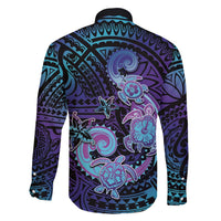 Hawaii Makahiki Turtle Family Matching Long Sleeve Bodycon Dress and Hawaiian Shirt Spiral Polynesian Tattoo