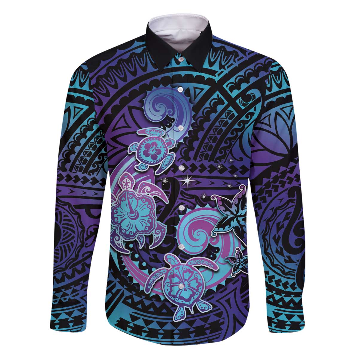 Hawaii Makahiki Turtle Family Matching Off The Shoulder Long Sleeve Dress and Hawaiian Shirt Spiral Polynesian Tattoo