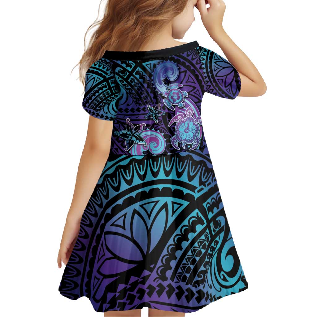 Hawaii Makahiki Turtle Family Matching Off Shoulder Maxi Dress and Hawaiian Shirt Spiral Polynesian Tattoo