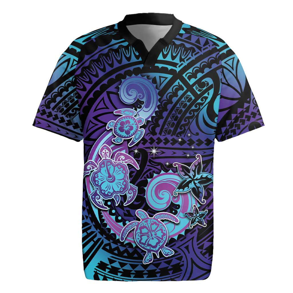 Hawaii Makahiki Turtle Rugby Jersey Spiral Polynesian Tattoo
