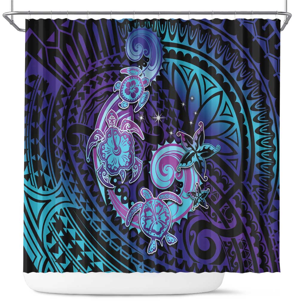 Hawaii Makahiki Turtle Shower Curtain Spiral Polynesian Tattoo LT05 Purple - Polynesian Pride