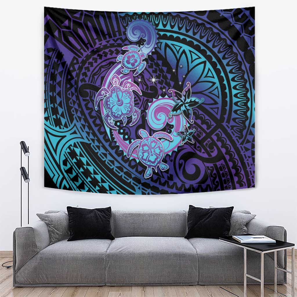 Hawaii Makahiki Turtle Tapestry Spiral Polynesian Tattoo LT05 Purple - Polynesian Pride