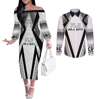 Custom Bula Fiji Football Couples Matching Off The Shoulder Long Sleeve Dress and Long Sleeve Button Shirt Go Champions - Polynesian Pride