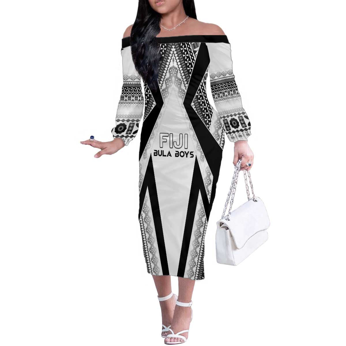 Custom Bula Fiji Football Family Matching Off The Shoulder Long Sleeve Dress and Hawaiian Shirt Go Champions - Polynesian Pride