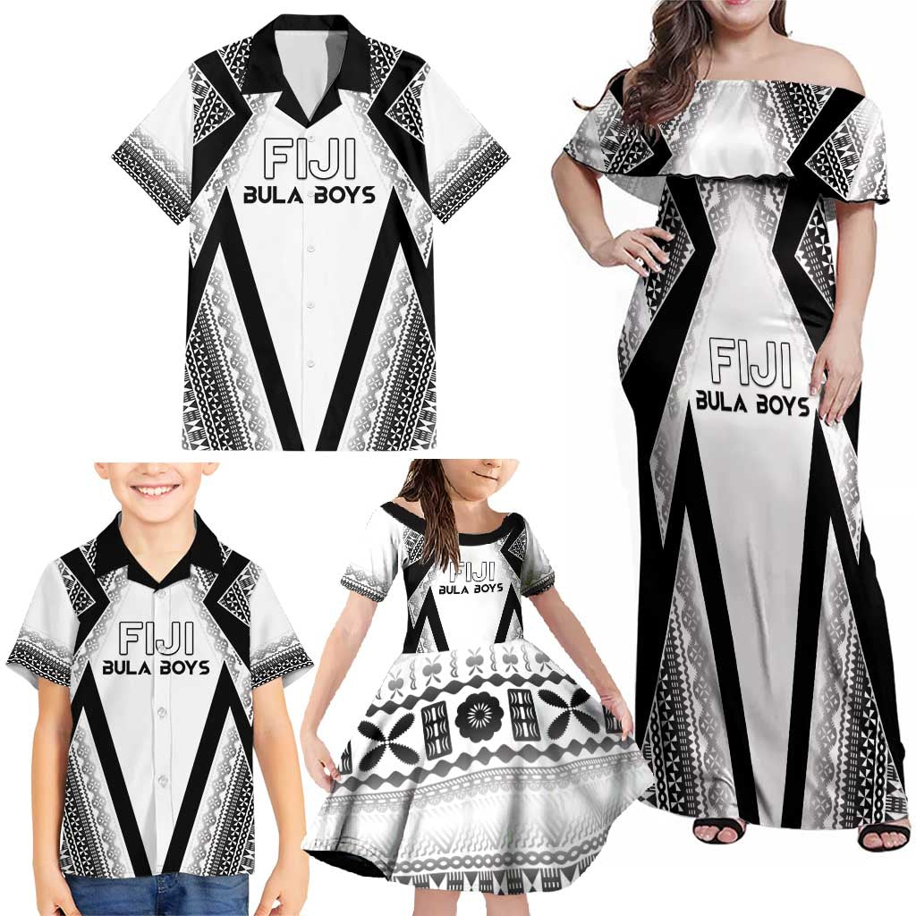 Custom Bula Fiji Football Family Matching Off Shoulder Maxi Dress and Hawaiian Shirt Go Champions - Polynesian Pride