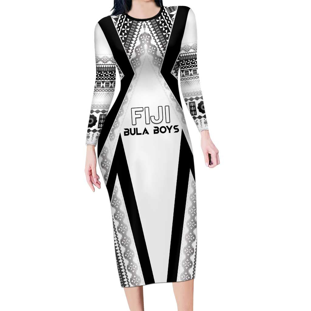Custom Bula Fiji Football Long Sleeve Bodycon Dress Go Champions - Polynesian Pride