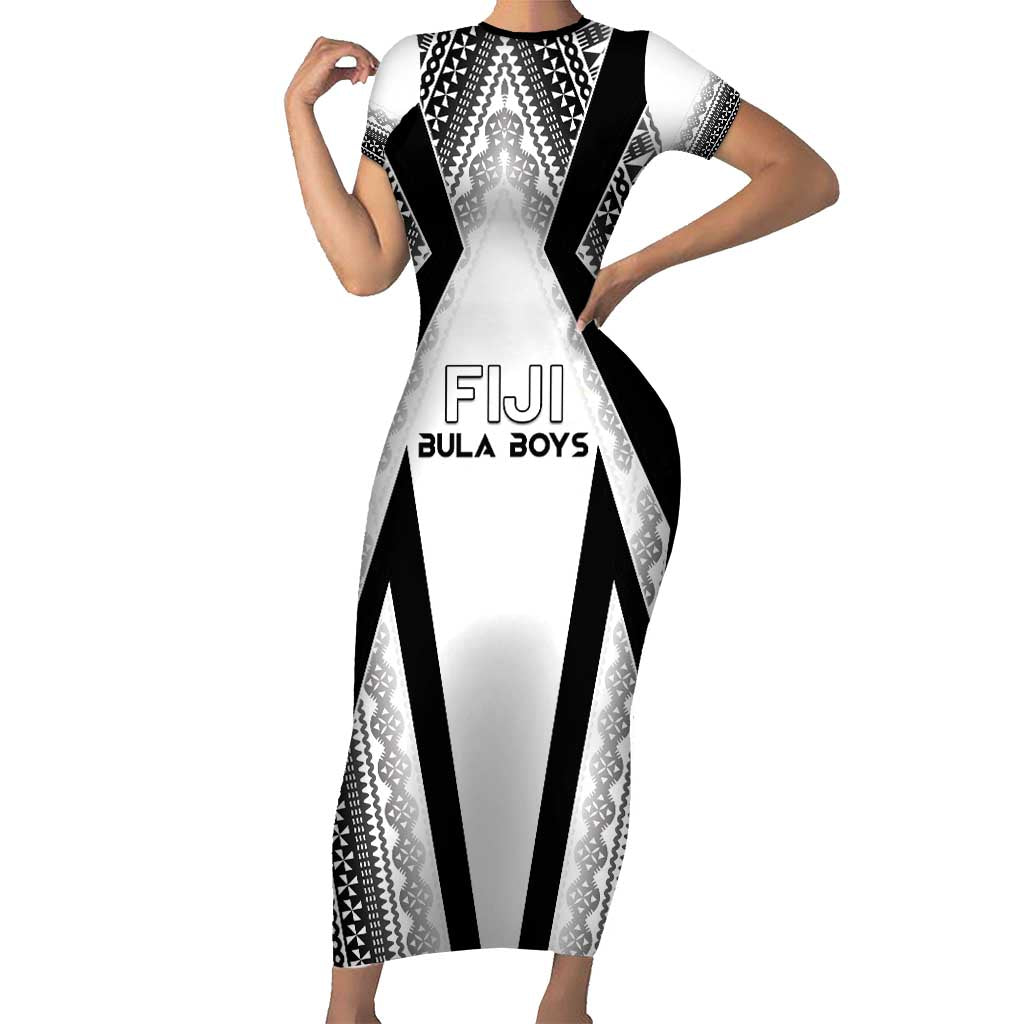 Custom Bula Fiji Football Short Sleeve Bodycon Dress Go Champions - Polynesian Pride