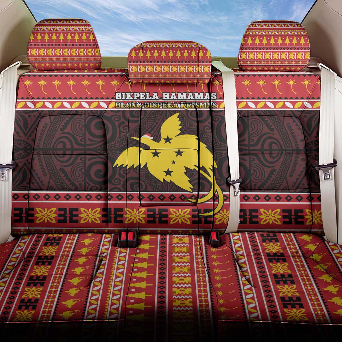Papua New Guinea Christmas Back Car Seat Cover Santa Raggiana LT05 One Size Red - Polynesian Pride