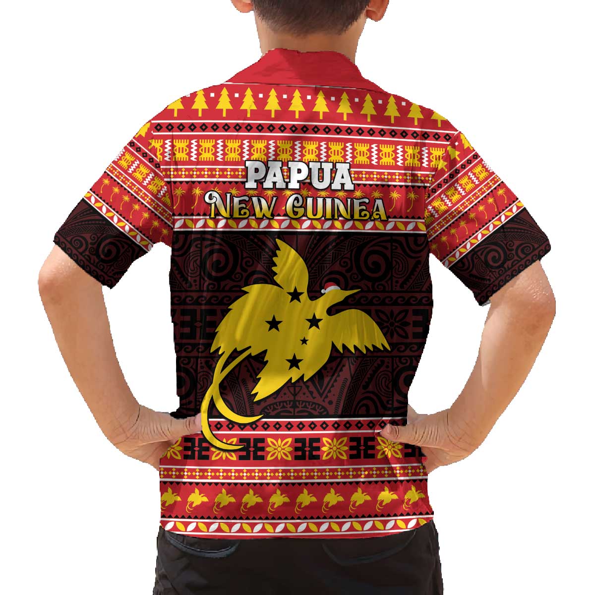 Papua New Guinea Christmas Family Matching Off The Shoulder Long Sleeve Dress and Hawaiian Shirt Santa Raggiana LT05 - Polynesian Pride