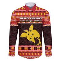 Papua New Guinea Christmas Family Matching Off The Shoulder Long Sleeve Dress and Hawaiian Shirt Santa Raggiana LT05 Dad's Shirt - Long Sleeve Red - Polynesian Pride