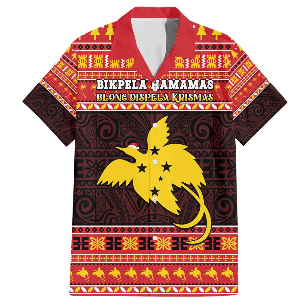 Papua New Guinea Christmas Family Matching Tank Maxi Dress and Hawaiian Shirt Santa Raggiana LT05 Dad's Shirt - Short Sleeve Red - Polynesian Pride