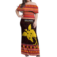 Papua New Guinea Christmas Off Shoulder Maxi Dress Santa Raggiana LT05 Women Red - Polynesian Pride