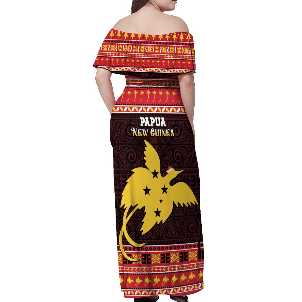 Papua New Guinea Christmas Off Shoulder Maxi Dress Santa Raggiana LT05 - Polynesian Pride