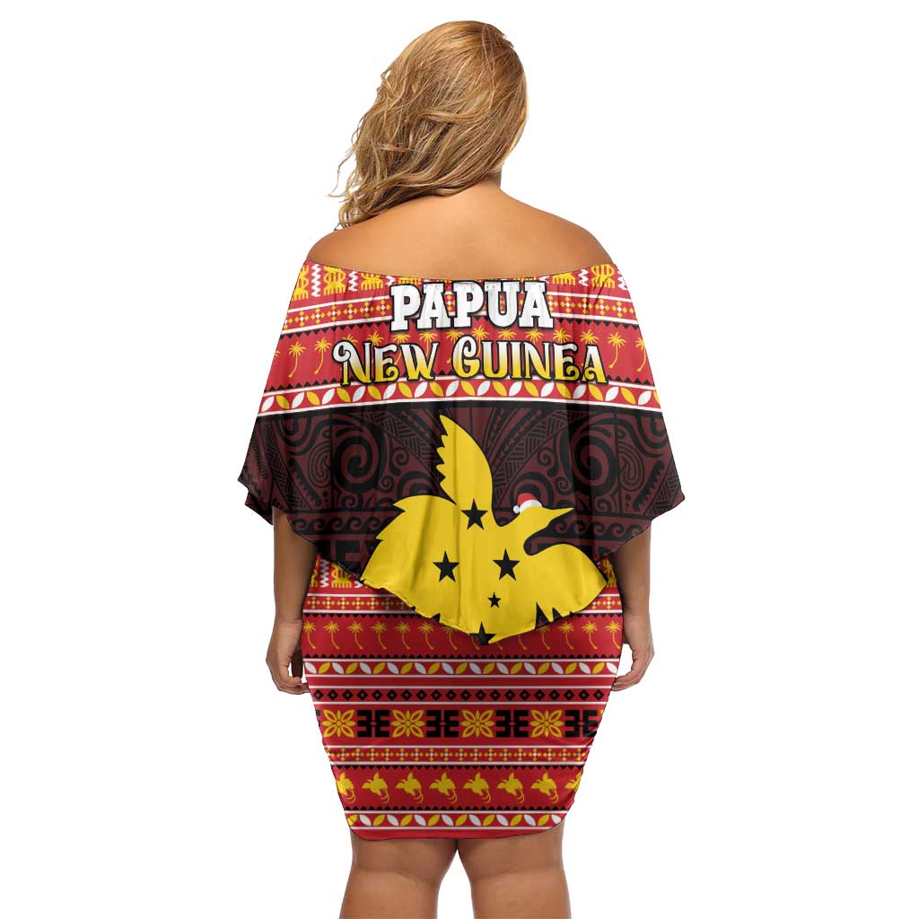 Papua New Guinea Christmas Off Shoulder Short Dress Santa Raggiana LT05 - Polynesian Pride