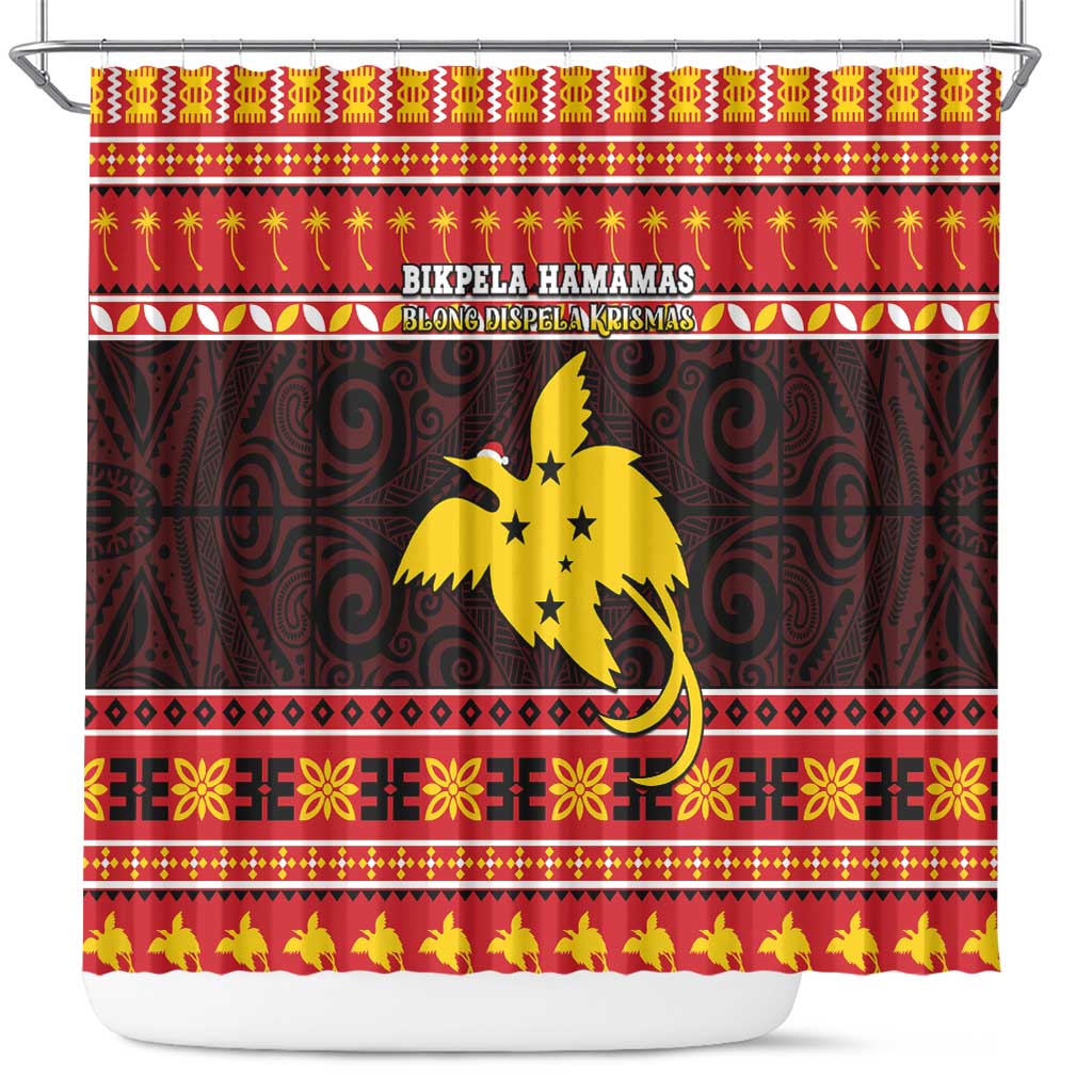 Papua New Guinea Christmas Shower Curtain Santa Raggiana LT05 Red - Polynesian Pride