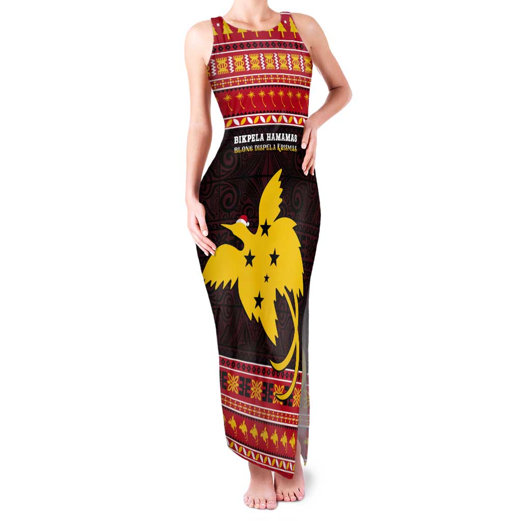 Papua New Guinea Christmas Tank Maxi Dress Santa Raggiana LT05 Women Red - Polynesian Pride