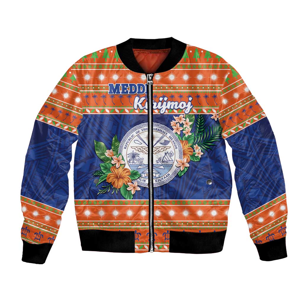 Marshall Islands Christmas Bomber Jacket Marshallese Seal Meddi Kirijmoj LT05 Unisex Orange - Polynesian Pride