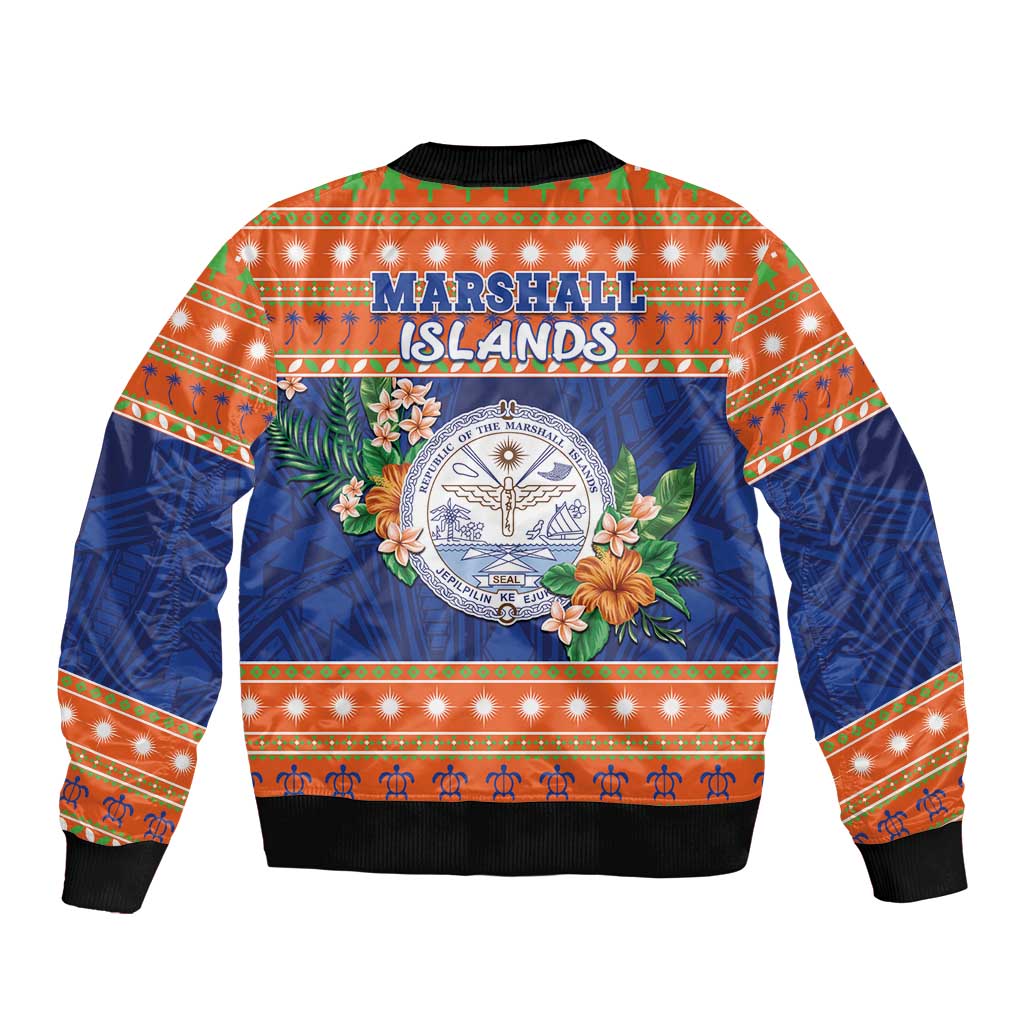 Marshall Islands Christmas Bomber Jacket Marshallese Seal Meddi Kirijmoj LT05 - Polynesian Pride