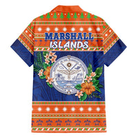 Marshall Islands Christmas Family Matching Short Sleeve Bodycon Dress and Hawaiian Shirt Marshallese Seal Meddi Kirijmoj LT05 - Polynesian Pride