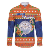 Marshall Islands Christmas Family Matching Short Sleeve Bodycon Dress and Hawaiian Shirt Marshallese Seal Meddi Kirijmoj LT05 Dad's Shirt - Long Sleeve Orange - Polynesian Pride