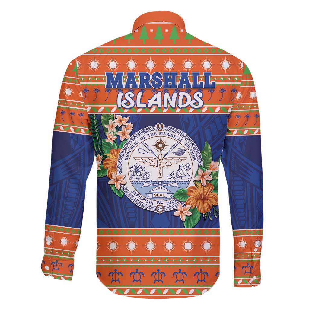 Marshall Islands Christmas Family Matching Short Sleeve Bodycon Dress and Hawaiian Shirt Marshallese Seal Meddi Kirijmoj LT05 - Polynesian Pride
