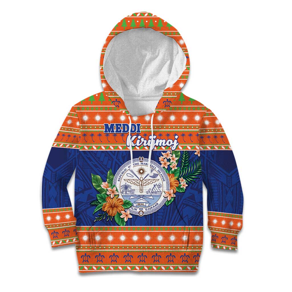 Marshall Islands Christmas Kid Hoodie Marshallese Seal Meddi Kirijmoj LT05 Hoodie Orange - Polynesian Pride