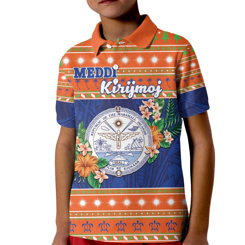 Marshall Islands Christmas Kid Polo Shirt Marshallese Seal Meddi Kirijmoj LT05 Kid Orange - Polynesian Pride