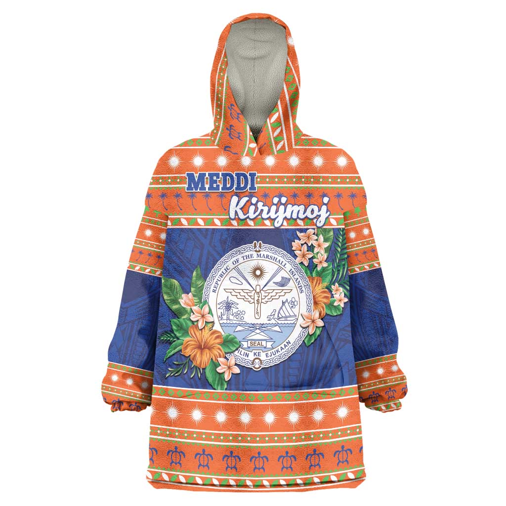 Marshall Islands Christmas Wearable Blanket Hoodie Marshallese Seal Meddi Kirijmoj LT05 One Size Orange - Polynesian Pride