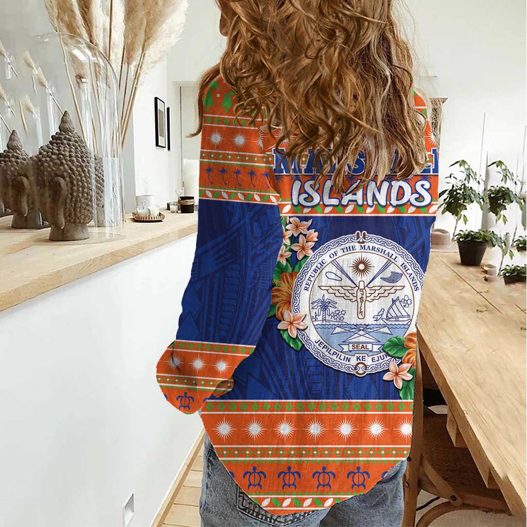 Marshall Islands Christmas Women Casual Shirt Marshallese Seal Meddi Kirijmoj