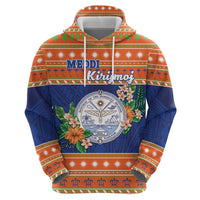 Marshall Islands Christmas Zip Hoodie Marshallese Seal Meddi Kirijmoj