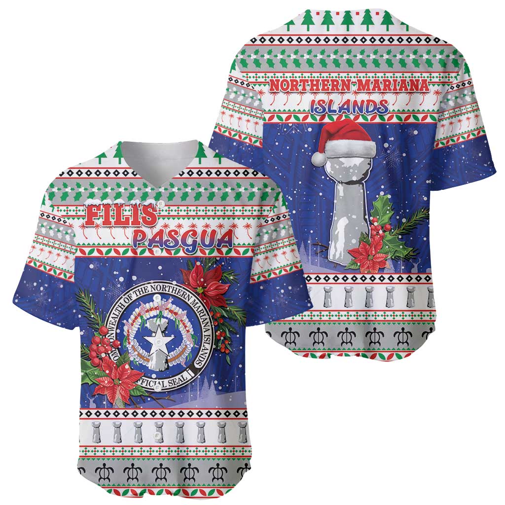 Northern Mariana Islands Christmas Baseball Jersey Poinsettia Filis Pasgua LT05 - Polynesian Pride