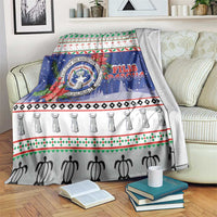 Northern Mariana Islands Christmas Blanket Poinsettia Filis Pasgua LT05 Blue - Polynesian Pride