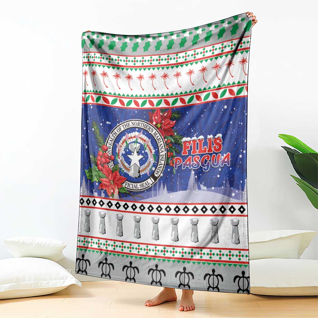 Northern Mariana Islands Christmas Blanket Poinsettia Filis Pasgua LT05 - Polynesian Pride