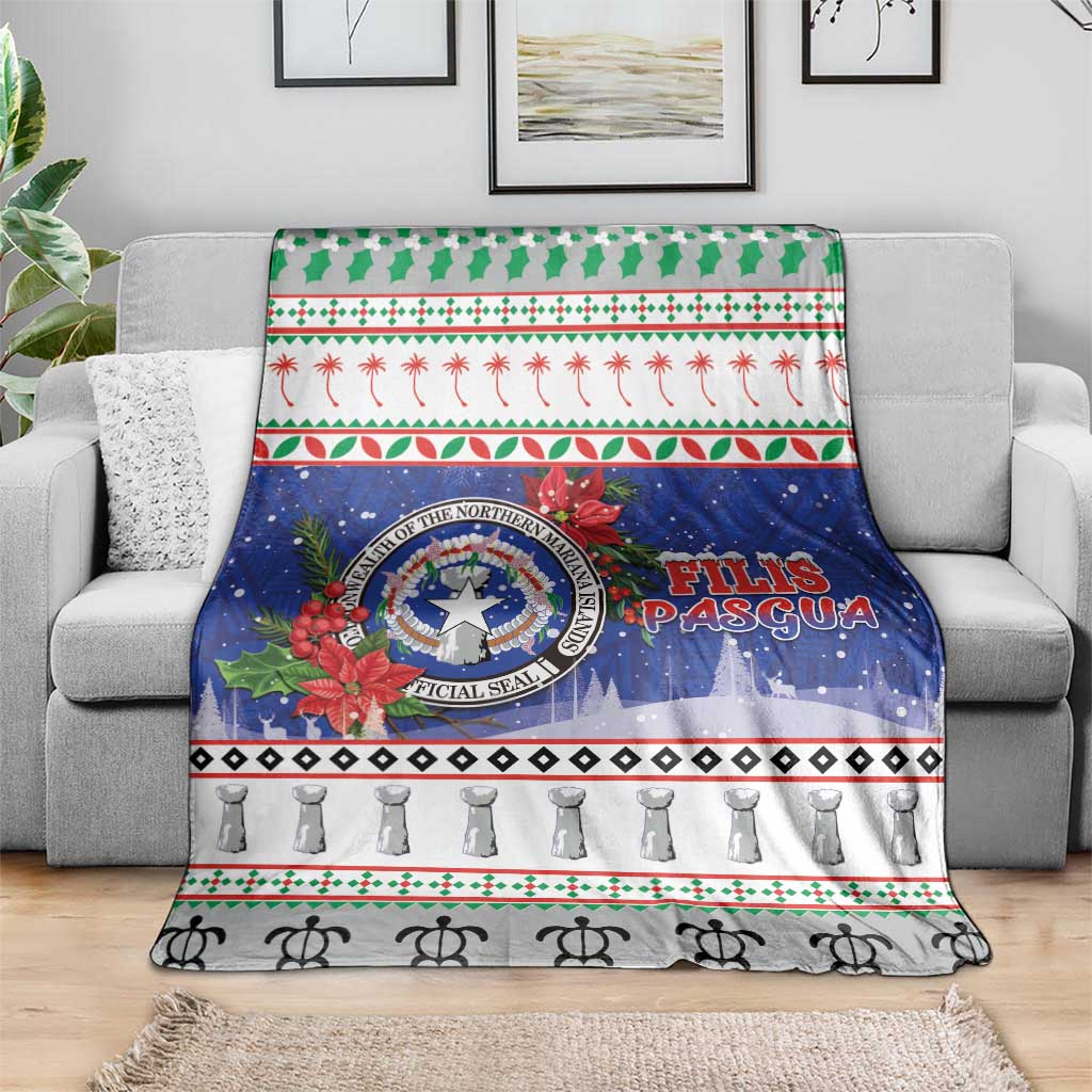 Northern Mariana Islands Christmas Blanket Poinsettia Filis Pasgua LT05 - Polynesian Pride