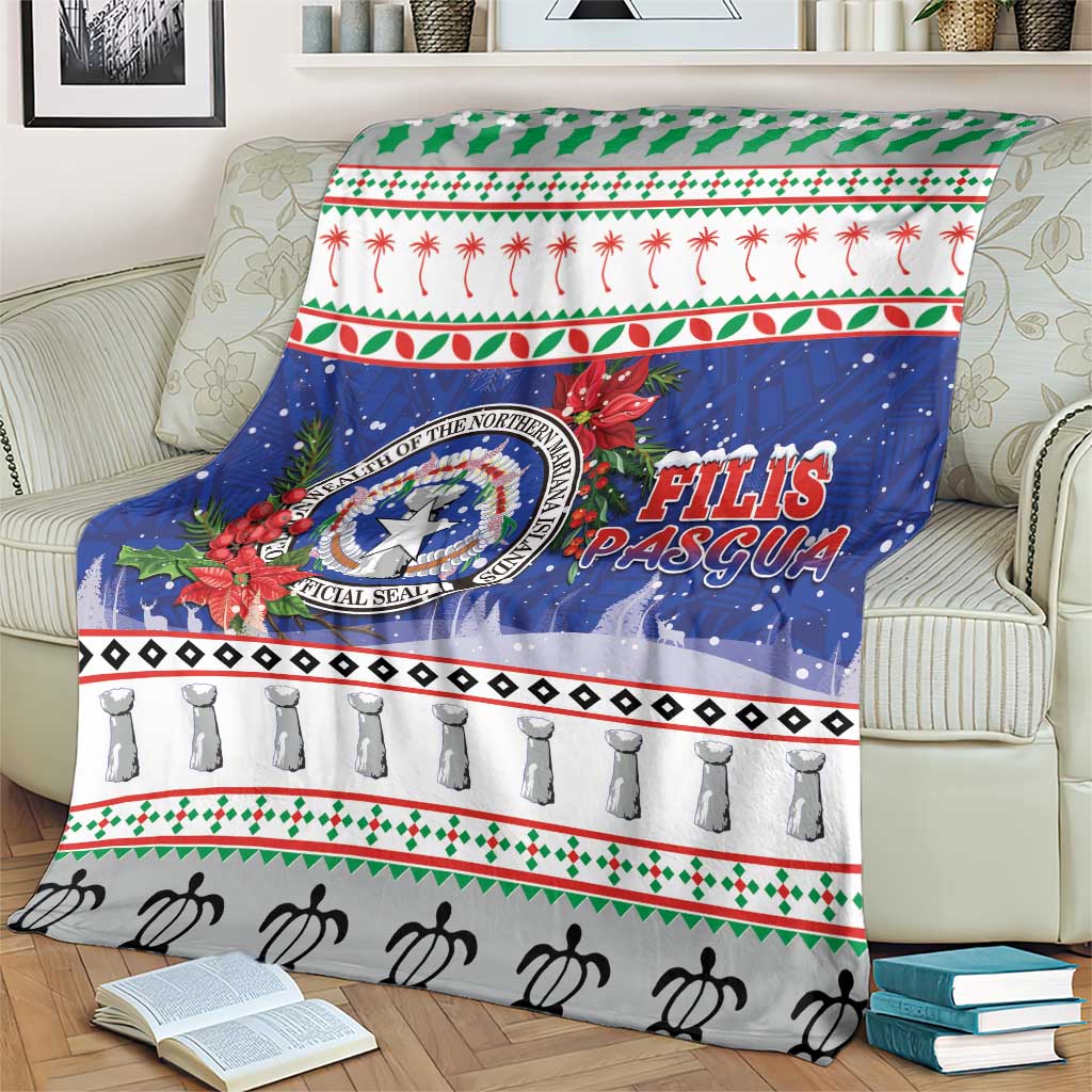 Northern Mariana Islands Christmas Blanket Poinsettia Filis Pasgua LT05 - Polynesian Pride