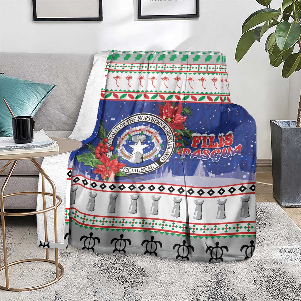 Northern Mariana Islands Christmas Blanket Poinsettia Filis Pasgua LT05 - Polynesian Pride