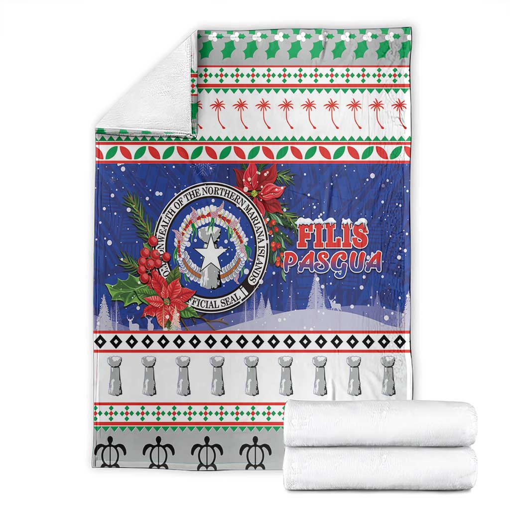 Northern Mariana Islands Christmas Blanket Poinsettia Filis Pasgua LT05 - Polynesian Pride